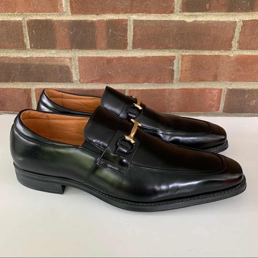 Stacy Adams Mens Pierce Black Leather Slip On Penny Loafers Size US 11.5 M